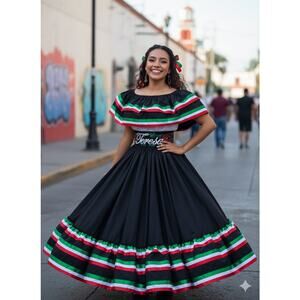 Mexican set Mexico todo corazon single circle skirt day of the dead 5 de mayo